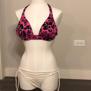 Victoria Secret pink black floral print bikini top